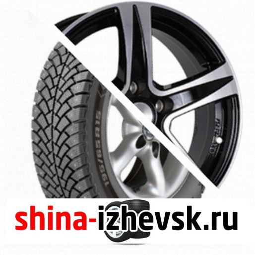 Колесо в сборе BF Goodrich G Force Stud 195/65 R15 Q 95 + СКАД Sakura 6.5xR15 5×114.3 ET43 DIA67.1 Черный глянцевый с полированной лицевой поверхностью в Ижевске